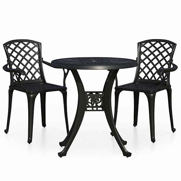 vidaXL 3dílný bistro set litý hliník černý