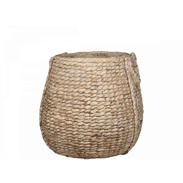 Hnědý obal na květináč s proutěným vzorem Corte I -  Ø 47*45cm Chic Antique