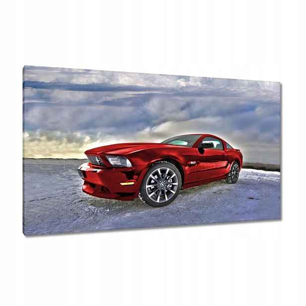 Obrazy 120x70 Červený Mustang Sníh