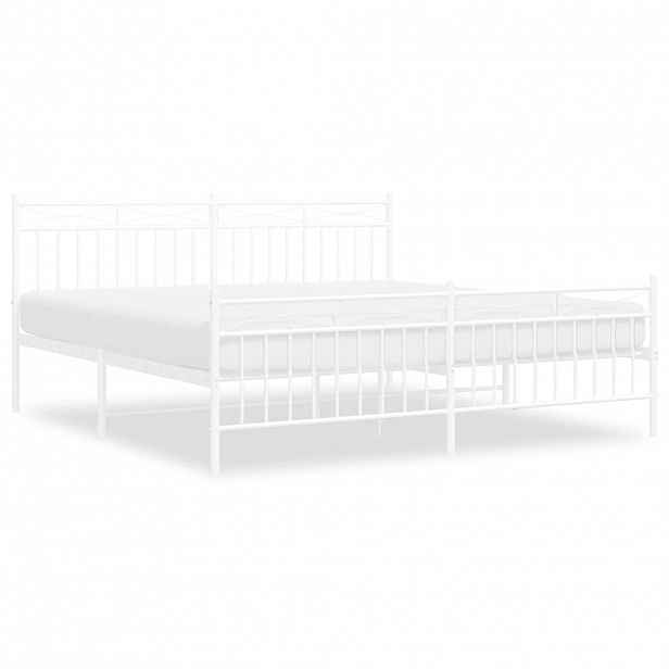 vidaXL Kovový rám postele s hlavovým a nožním čelem bílý 183 x 213 cm