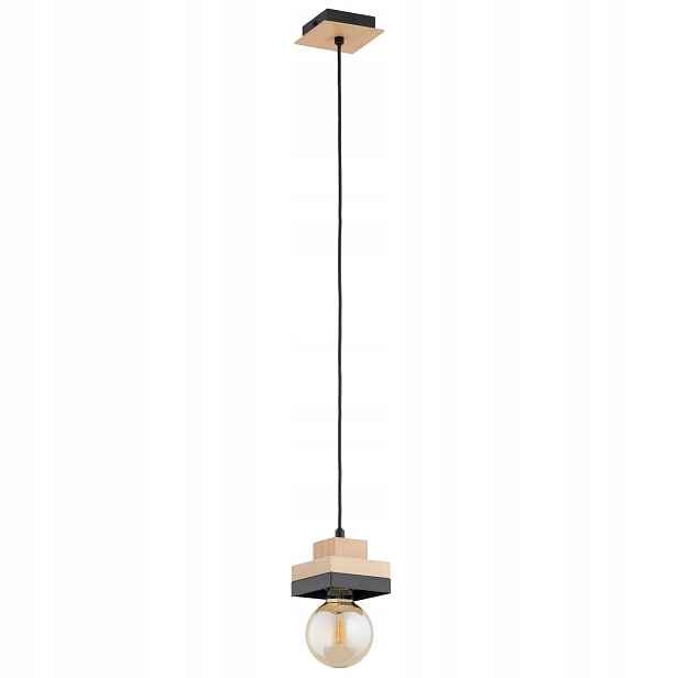 Alfa Miko závěsná lampa černá dřevo 1xE27 15W