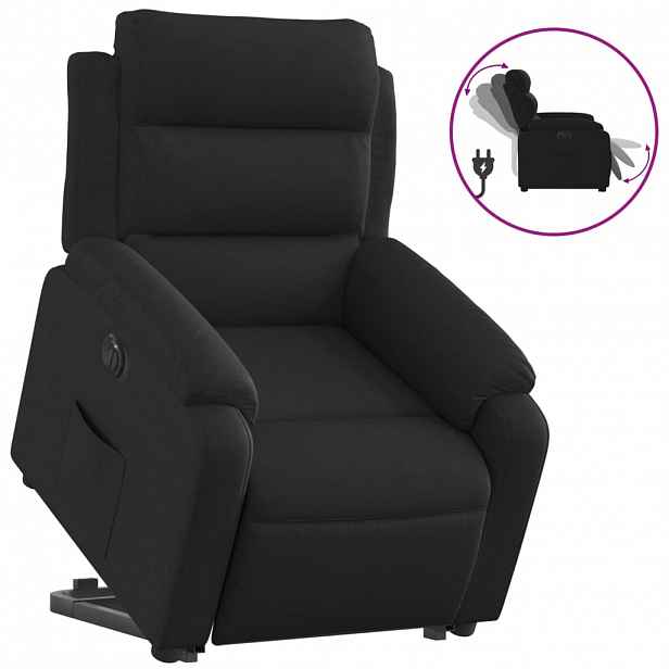 vidaXL Elektrické zvedací polohovací křeslo černé textil