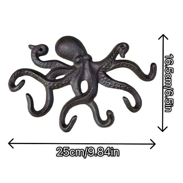 TEMU 1 ks Litinový multifunkční háček, Nástěnný háček s oceánským , Dekorační háček na klíče, do koupelny, na ručníky, oblečení, Vhodný na verandu,