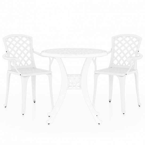 vidaXL 3dílný bistro set litý hliník bílý