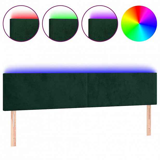 vidaXL Čelo postele s LED tmavě zelené 180x5x78/88 cm samet