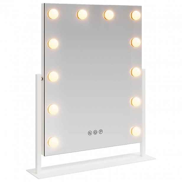 vidaXL LED zrcadlo na toaletní stůl Bílá 44 x 10 x 53 cm Sklo a ocel