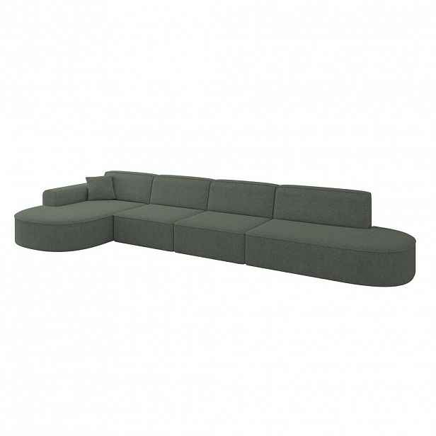 ALTDECOR ROHOVÁ SEDACÍ SOUPRAVA s otomanem vlevo MARI-L3 – 413 x 171 x 79 cm, zelená látka
