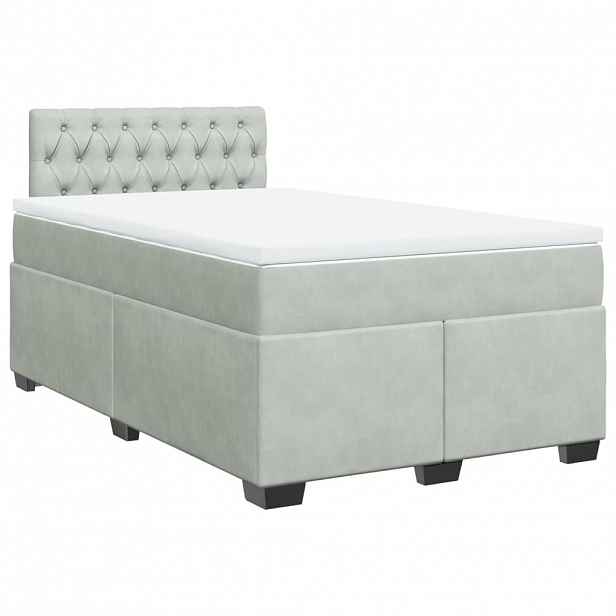 vidaXL Box spring postel s matrací světle šedá 120 x 200 cm samet