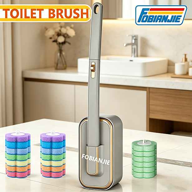 TEMU Nástěnný WC kartáč s ergonomickou rukojetí, flexibilní struktura pro snadné použití, ideální pro domácí koupelny a toalety