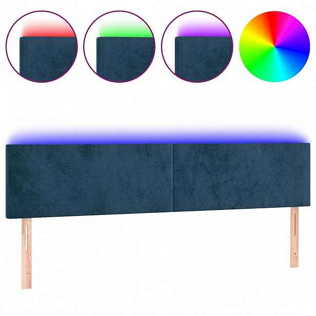 vidaXL Čelo postele s LED tmavě modré 180x5x78/88 cm samet