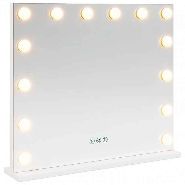 vidaXL LED zrcadlo na toaletní stůl Bílá 50 x 10 x 44 cm Sklo a ocel
