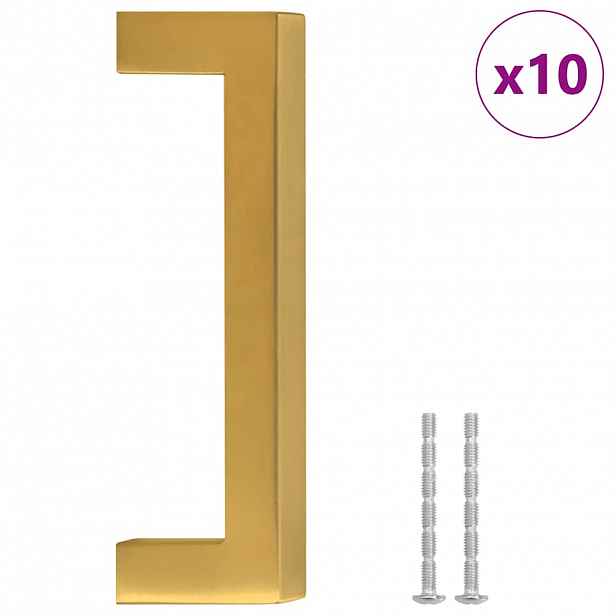 vidaXL Nábytkové úchytky 10 ks zlaté 96 mm nerezová ocel