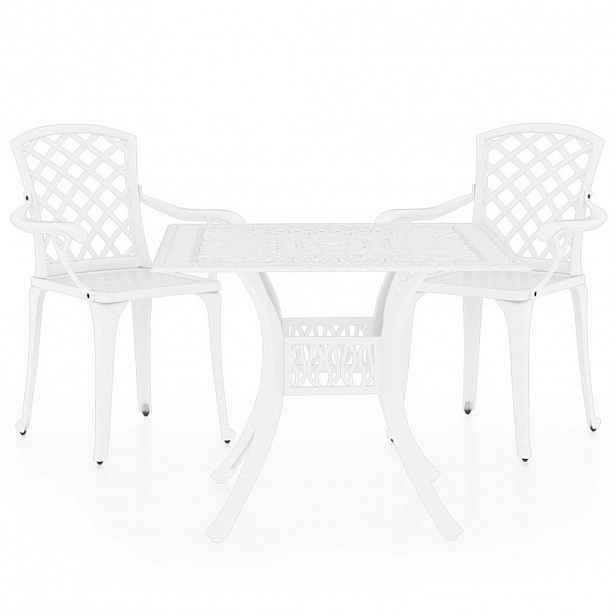 vidaXL 3dílný bistro set litý hliník bílý