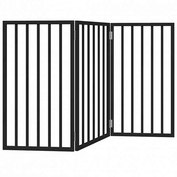 vidaXL Zábrana pro psy skládací 3 panely černá 150 cm topolové dřevo