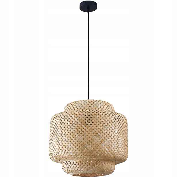 Závěsná lampa boho bambusová krémová 40 cm do obývacího pokoje jídelny nad stůl Polux