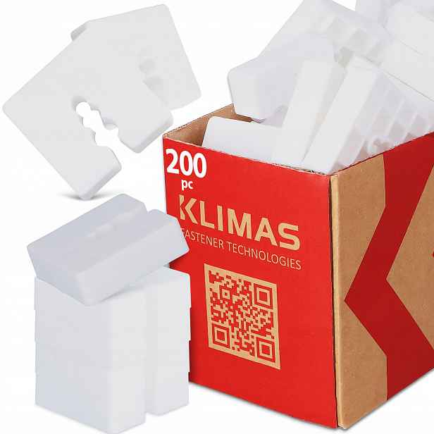 200x Distanční Podložky 15 mm Vyrovnávací šrouby oken Montážní Klíny D4