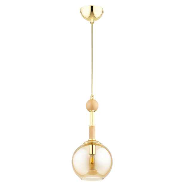 Alfa aristo závěsná lampa zlato-béžová skleněná koule 1xE14 10w