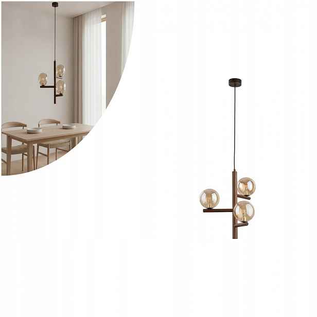 Bronzový lustr Estera Wood s teplým leskem nad stolem Tk Lighting
