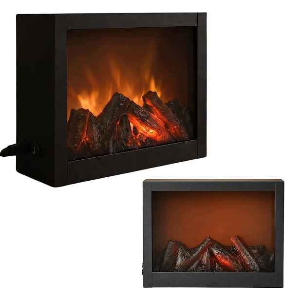 Dekorativní Elektrický Led Krb 10x29x23 CM Černý Ozdobný Kovový