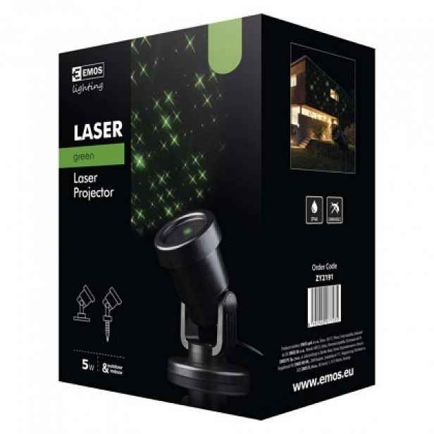 Laserový vánoční dekorativní projektor Emos ZY2191, zelené hvězdy