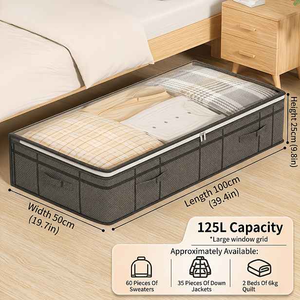 TEMU Extra velké úložné boxy pod postel - silný, odolný netkaný materiál, prachotěsný a vlhkosti odolný organizér pro domácí použití, prostorově