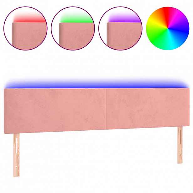 vidaXL Čelo postele s LED růžové 180x5x78/88 cm samet