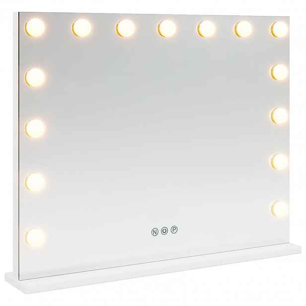 vidaXL LED zrcadlo na toaletní stůl Bílá 58 x 10 x 47 cm Sklo a ocel