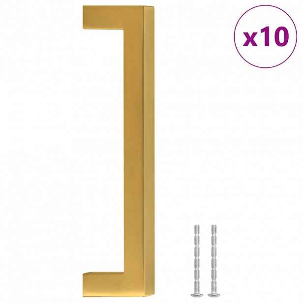 vidaXL Nábytkové úchytky 10 ks zlaté 128 mm nerezová ocel