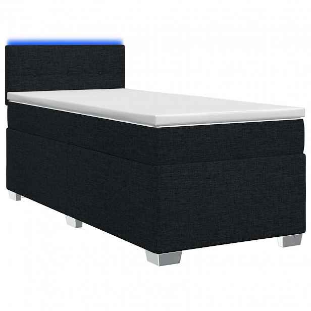 vidaXL Box spring postel s matrací a LED Černá 90 x 190 cm Textil