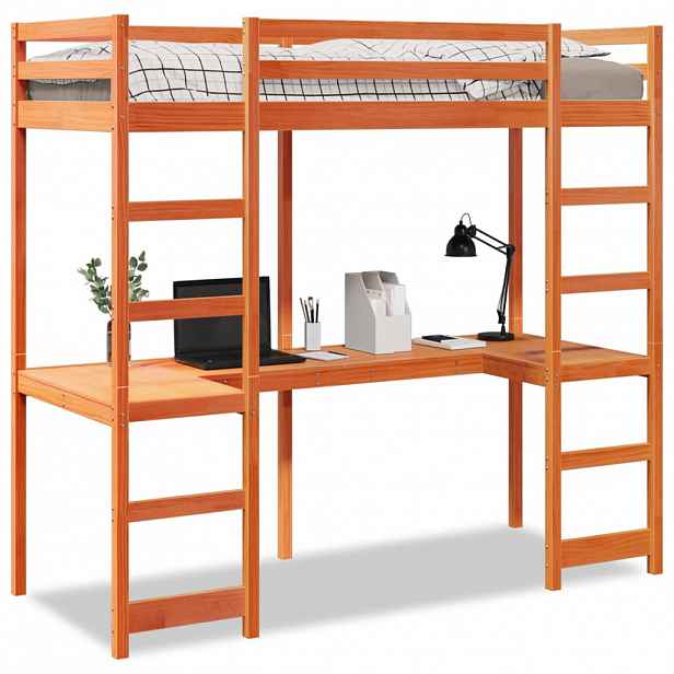 vidaXL Patrová postel bez matrace voskově hnědá 75 x 190 cm borovice