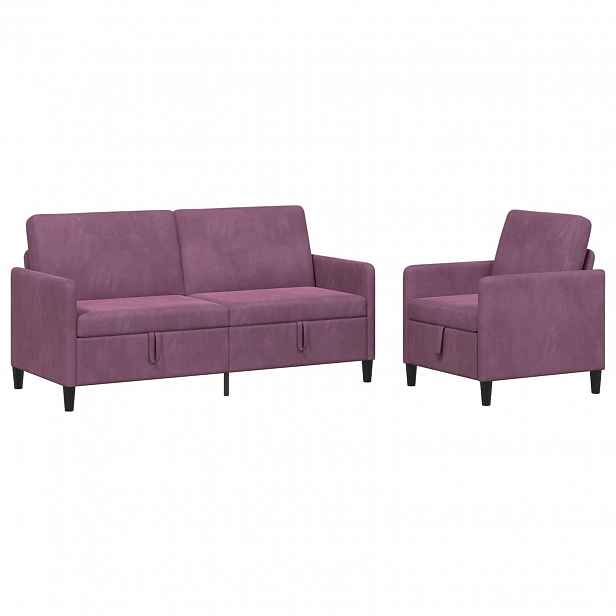 vidaXL Sedačka se storage 2 ks Fialová Polyester