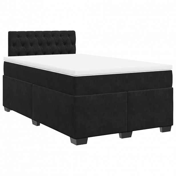 vidaXL Box spring postel s matrací černá 120 x 200 cm samet