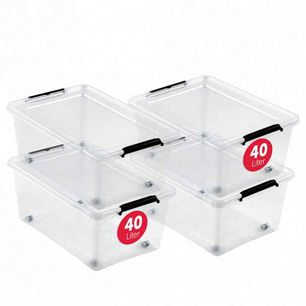BOXXivo ÚLOŽNÉ boxy s víkem 40 l v sadě po 4 ks