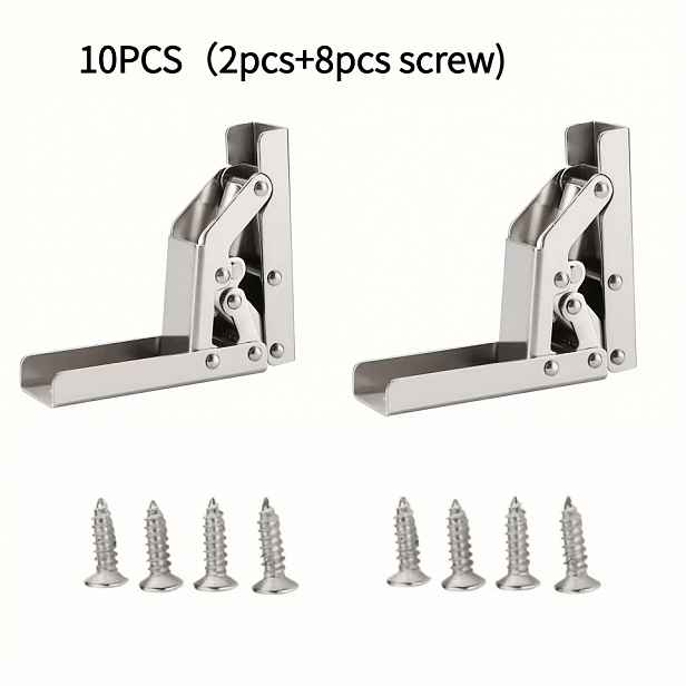 TEMU 10ks (2ks + 8ks šroubů) Moderní leštěné kovové skládací panty, 180stupňové pružinové tiché zavírání, design skrytého rámu bez otvorů, povrchově