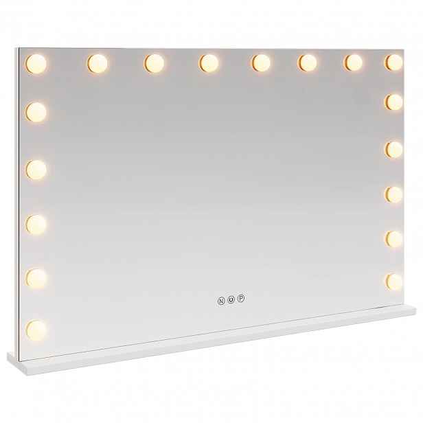 vidaXL LED zrcadlo na toaletní stůl Bílá 80 x 10 x 52,5 cm Sklo a ocel