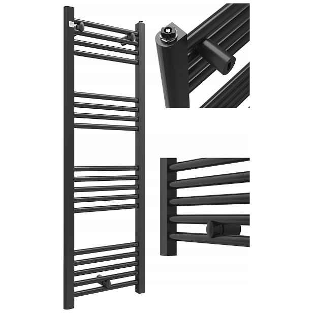 Koupelnový Radiátor 120/40 cm Černý Žebříkový Radiátor Moderní Puerto