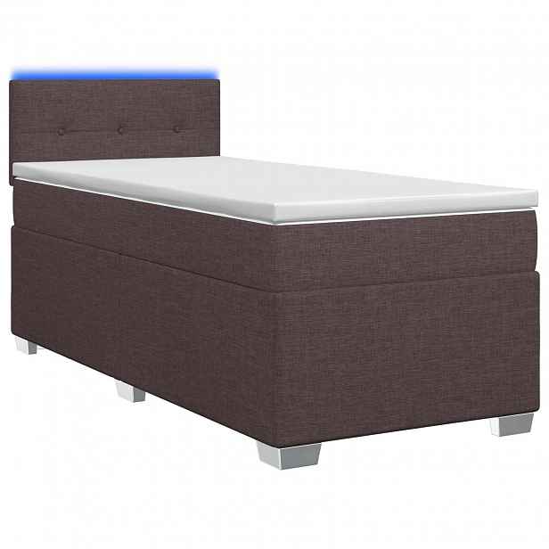 vidaXL Box spring postel s matrací a LED Tmavě hnědá 90 x 190 cm