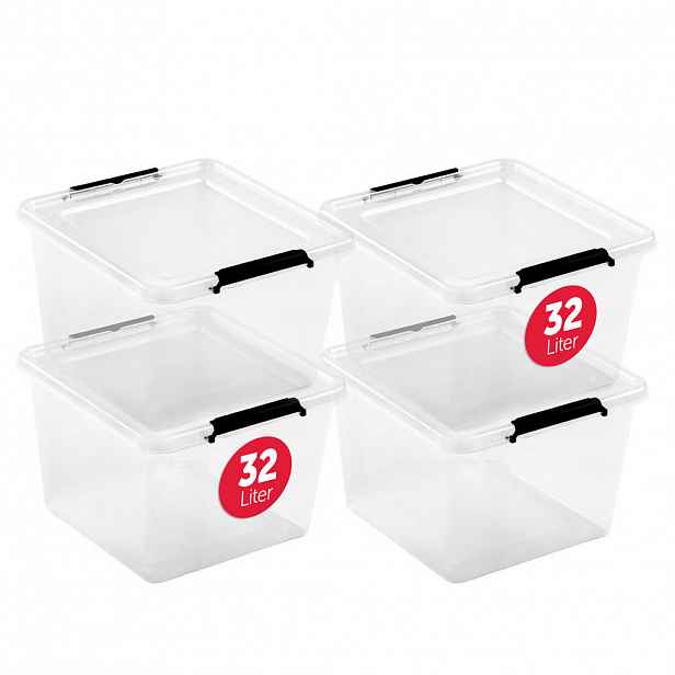 BOXXivo ÚLOŽNÉ boxy s víkem 32 l v sadě po 4 ks