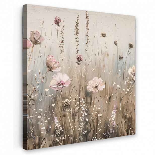 MuchoWow OBRAZ NA PLÁTNĚ Květiny - růžová - moderní - béžová 20x20 cm
