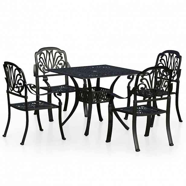 vidaXL 5dílný bistro set litý hliník černý