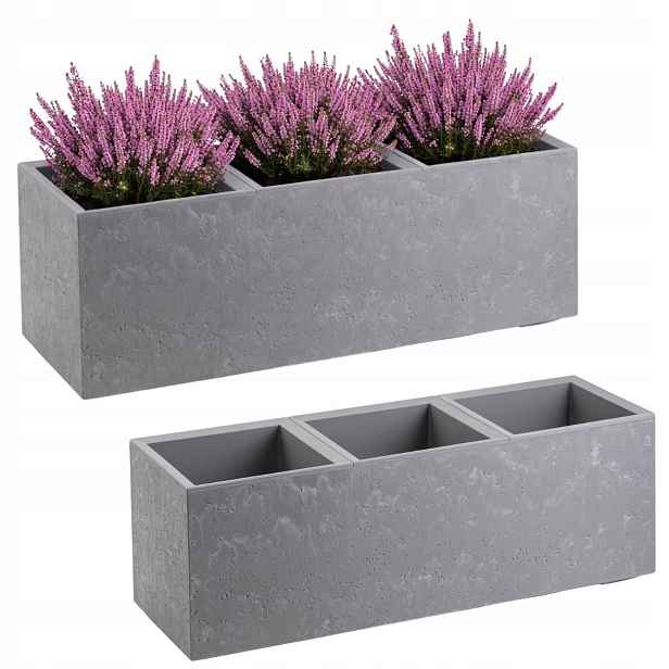 Zahradní Květináč Na Kolečkách Šedý Beton 90x30x30 cm květináč na bylinky loft