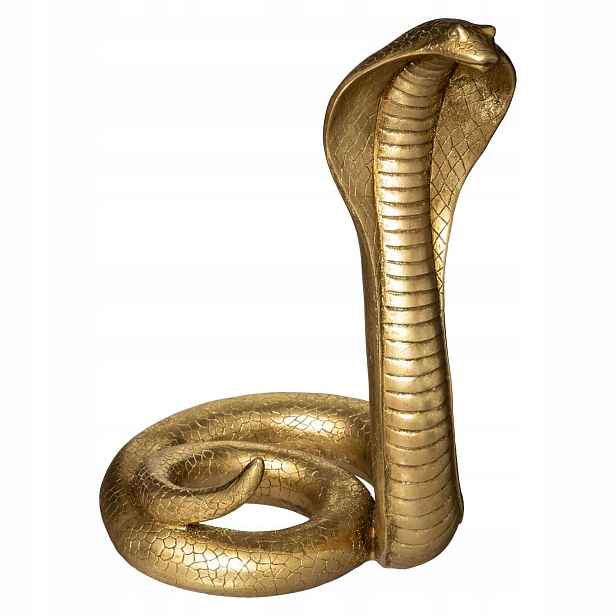 Dekorativní Figurka z polyresinu Cobra, zlatá, 36 cm
