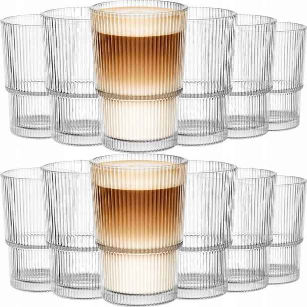 Sklenice na vodu nápojů latte kávy 420 ml 12 Ks Set silné sklo