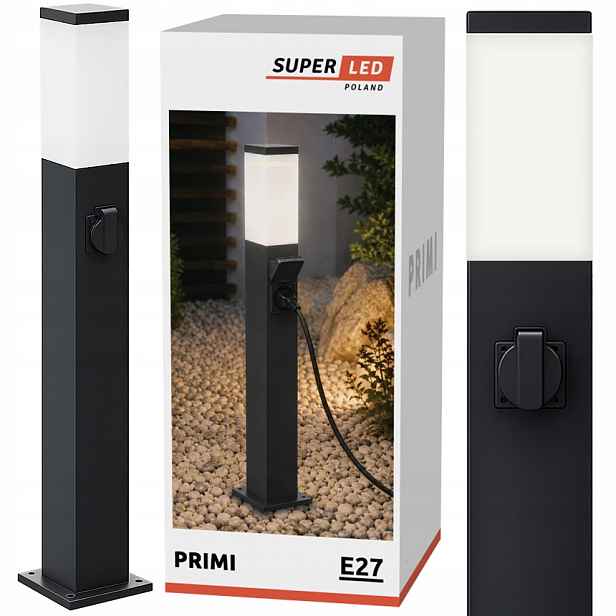 Venkovní stojící zahradní lampa E27 Led sloupek 90 cm zásuvka 230 V