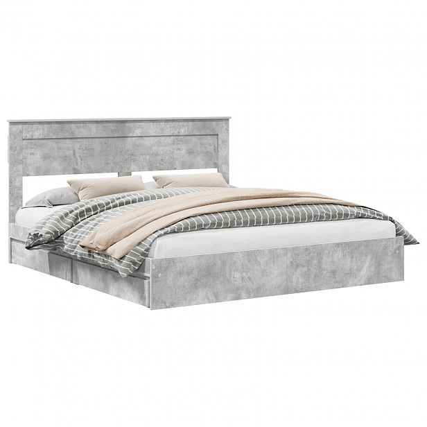 vidaXL Postel s úložným prostorem s čelo Betonově šedá 200 x 200 cm