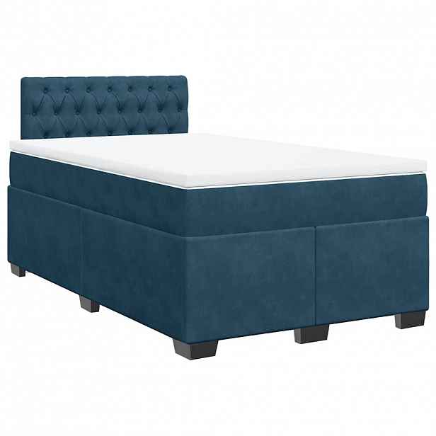 vidaXL Box spring postel s matrací tmavě modrá 120 x 200 cm samet