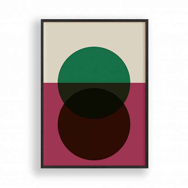 Obraz Bauhaus Geometrické kruhy Plakát Rámeček Dřevěný Černý 30x42 cm