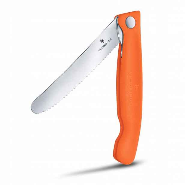 Piknikový nůž, Swiss Classic, 11 cm, zoubkovaný, oranžový, krabička