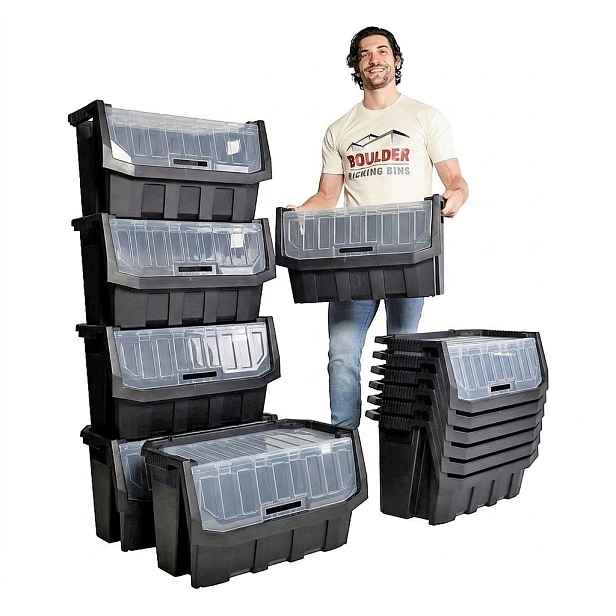 Prosperplast Dílenský úložný box HEAVY DUTY, S VÍKEM, černý 58x38x35 cm, XL