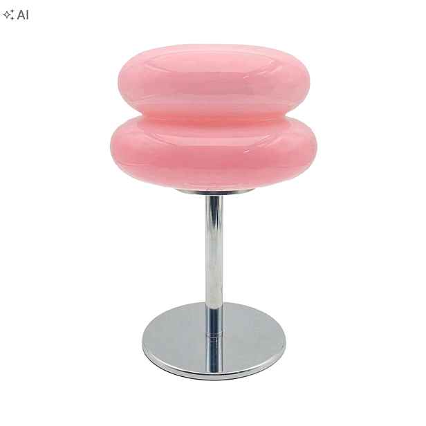Stolní lampa Grzybek Mushroom Skleněná Růžová Retro Led 36 cm Stmívatelná